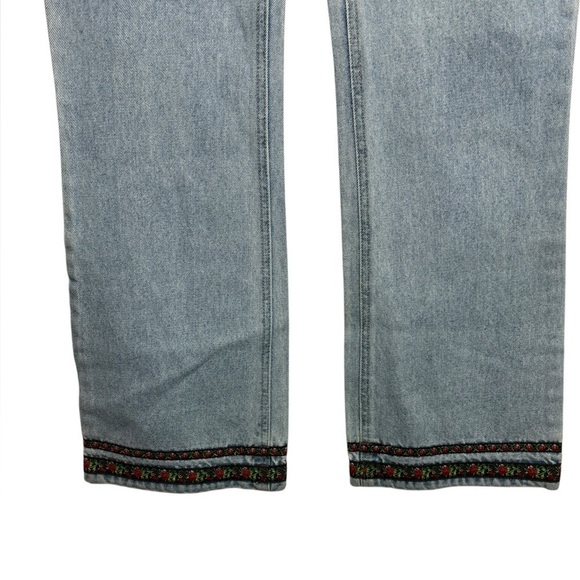 Y2K VTG Embroidered High Waist Boot Cut Light Wash Jeans Size 9 - Picture 2 of 12